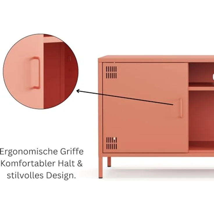 Metall Möbel Pera3, TV-Schrank 3 Regale - 130,5 x 40 x 64,5 cm Lachsfarben – Bild 6
