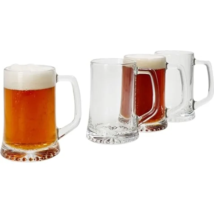 MamboCat Bierglas 4x Artisan Bierkrug 250ml mit Sternboden & Henkel Bierhumpen 0,25L, Glas