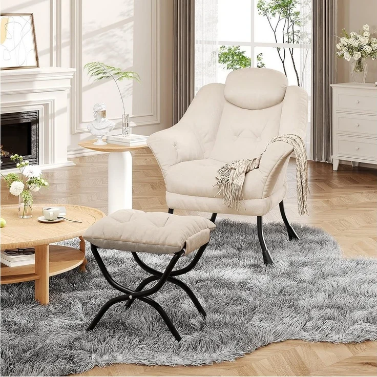 GarveeMore Ohrensessel Relaxsessel mit Hocker Ohrensessel Polstersessel Faulsessel – Bild 1