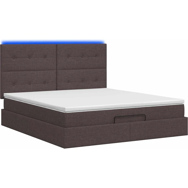 vidaXL Ottoman-Bett mit Matratze und LED Dunkelbraun 140 x 200 cm 3458079 – Bild 9