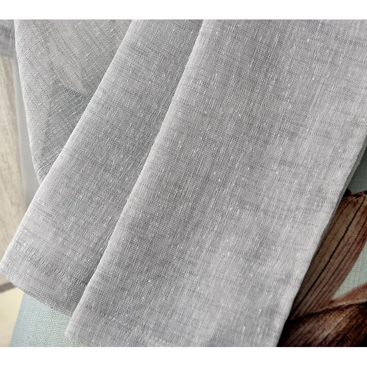 Woltu Gardine (2 St), Ösen, halbtransparent, mit Ösen Leinen Optik Ösenschal – Bild 2