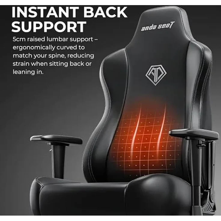 Anda Seat Novis Ultra Gaming Stuhl - Extra großer Ergonomischer Gaming Stuhl mit LendenstüTZE und verstellbare Armlehnen, Gamerstuhle für Erwachsene aus PVC-Leder, Schwarzer Gamer Sessel – Bild 9