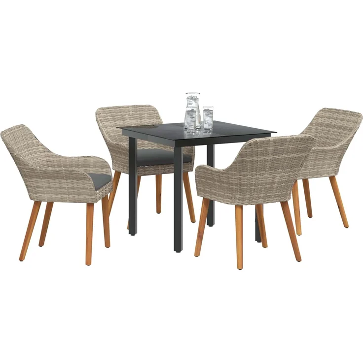 vidaXL Garten Essgruppe 5 stk. Hellgrau Poly-Rattan 3261713 – Bild 3