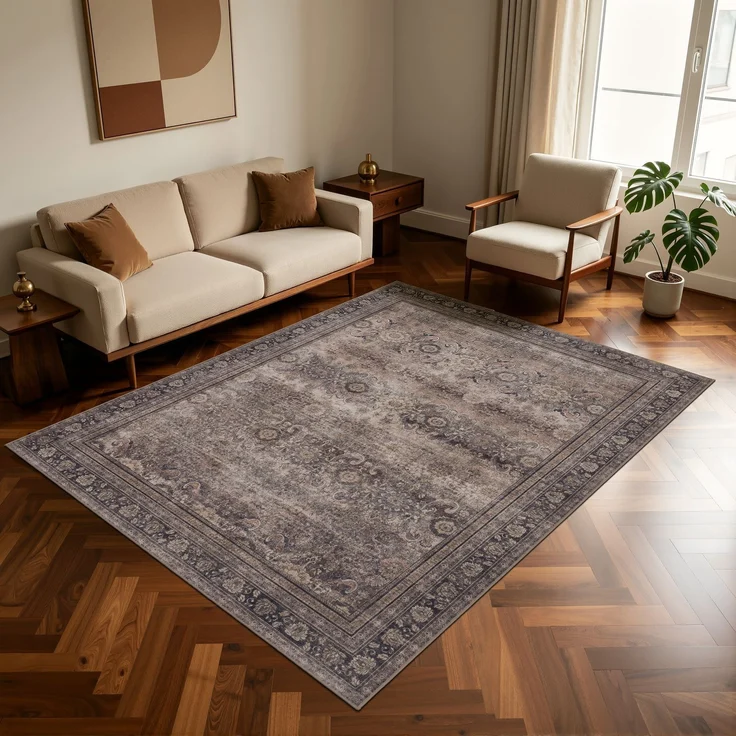 Kurzflor Teppich Inka 1147, rechteckig - 120 x 170 cm - Braun – Bild 2