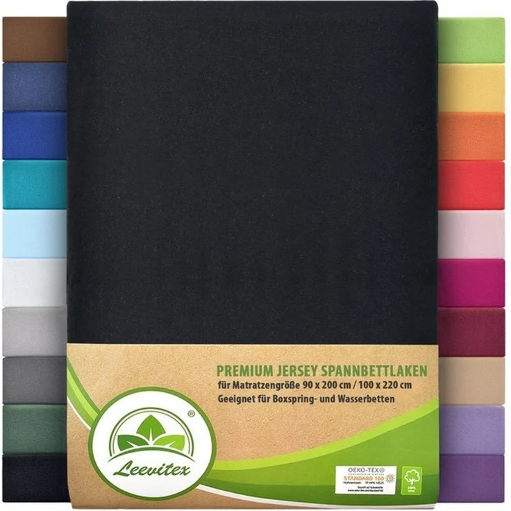 leevitex® Spannbettlaken Spannbettlaken Premium Elasthan, Gummizug: rundum, blickdicht, Anti-Pilling, 97% Baumwolle, 3% Elasthan, 40 cm Steg – Bild 4