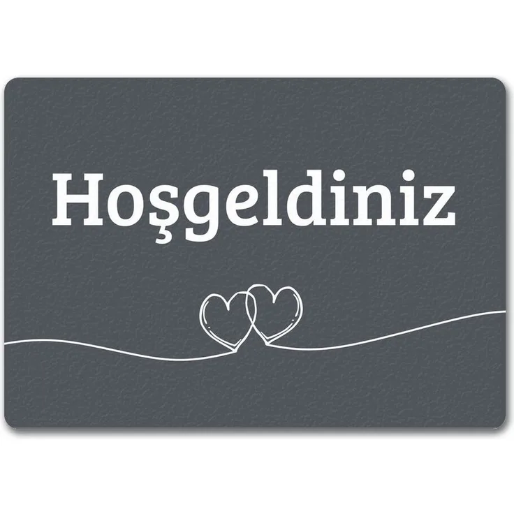 speecheese Fußmatte Fußmatte Hosgeldiniz türkisch in dunkelgrau mit Herzen Willkommen