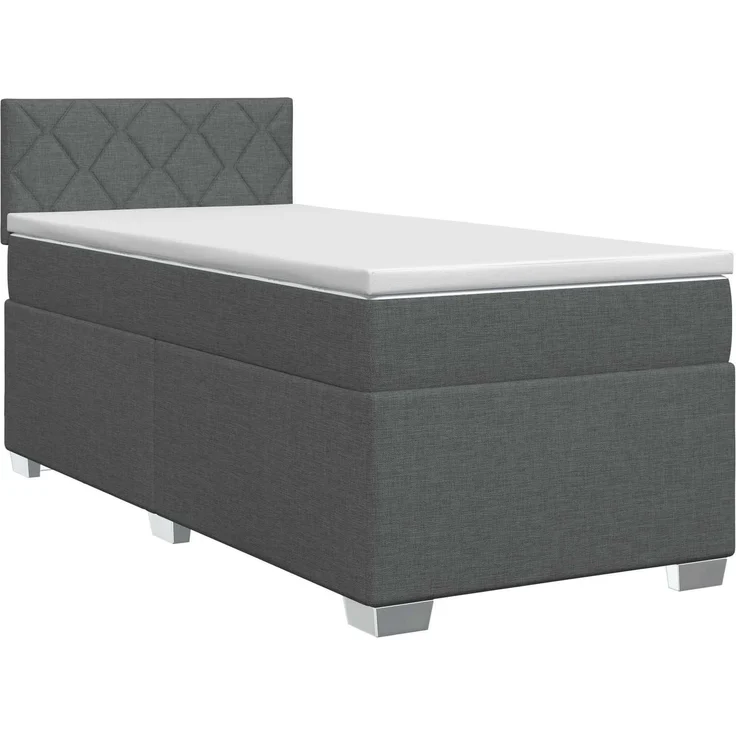 vidaXL Boxspringbett mit Matratze Dunkelgrau 90 x 200 cm Stoff 3450398 – Bild 2