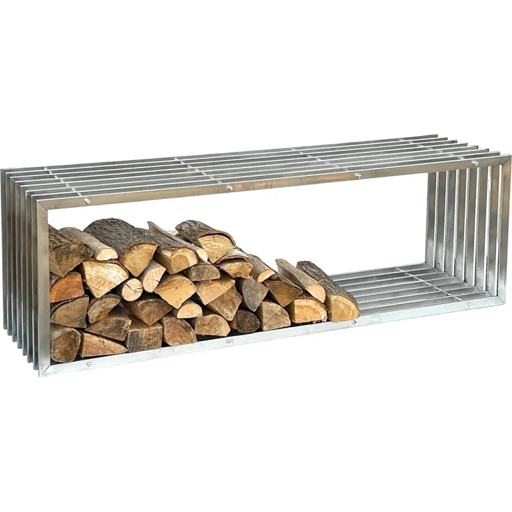 DanDiBo Kaminholzregal Innen Edelstahl Metall Kaminholzständer 96429 Brennholzregal 150 cm Holzkorb Kaminholzhalter – Bild 8