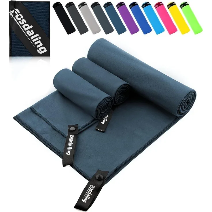 Mikrofaser Handtuch Set 3-teilig Groß Klein Schnelltrocknend Fitness Sport