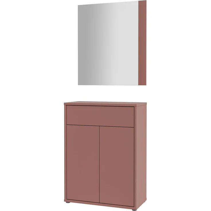 Forte ALICE SPRINGS Flurkommode 70 80, moderner Garderobenschrank mit 2 Türen und 1 Schublade, inkl. Spiegel, Holzwerkstoff, Terrakotta, 74,5 cm breit x 200 cm hoch x 34,9 cm tief – Bild 9