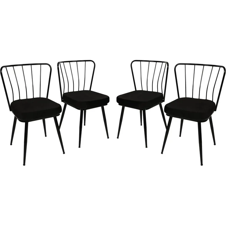 Skye Decor 'Yıldız 943 V4' Stuhlset (4-teilig), Schwarz, 43 x 82 x 42 cm