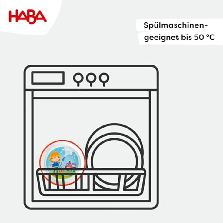 HABA Kinderteller Feuerwehr – Praktischer Melamin-Teller mit Bär-Motiv – Rutschfest – Spülmaschinengeeignet – Ab 12 Monaten – 1303692001 – Bild 6
