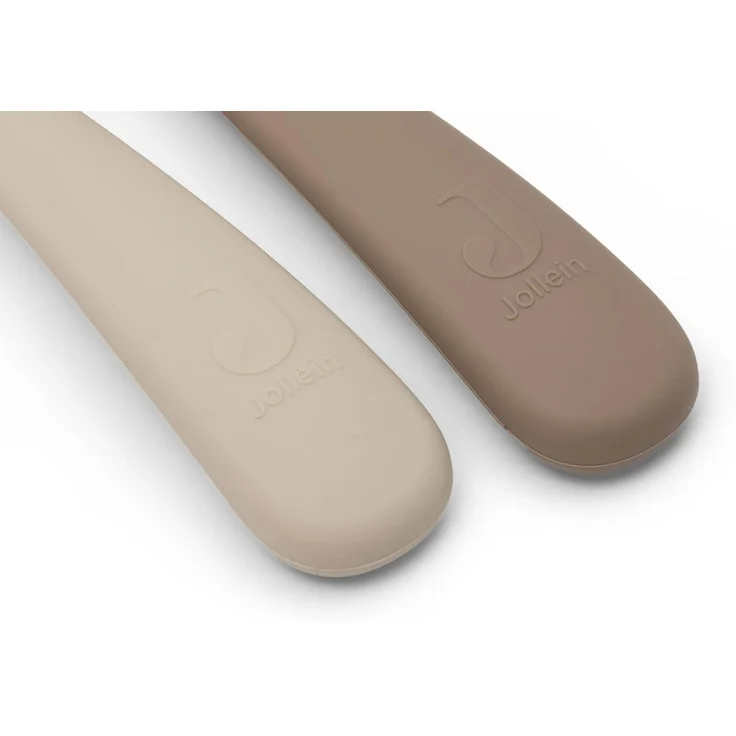 Jollein Silikon Baby Löffel - 2er Set - BPA-Frei - Natural Shades | Esslernlöffel Baby & Kleinkind, Spülmaschinengeeignet – Bild 2