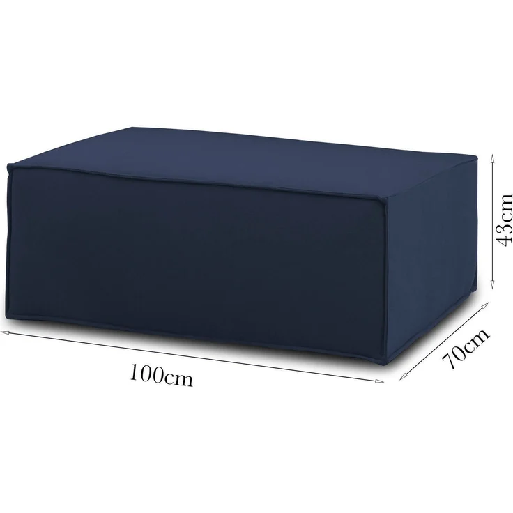 Dmora Assisi-Pouf, Wohnzimmer-Pouf, Relaxsessel aus gepolstertem Stoff, 100 % Made in Italy, 100 x 70 x 43 cm, Blau – Bild 3
