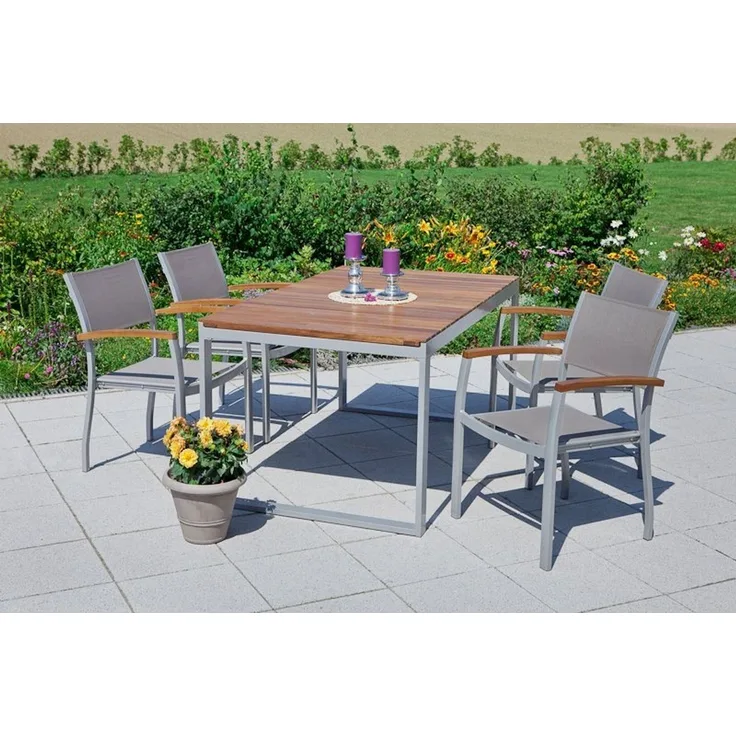 MERXX Garten-Essgruppe Naxos, (Set, 5-tlg), mit ausziehbaren Tisch