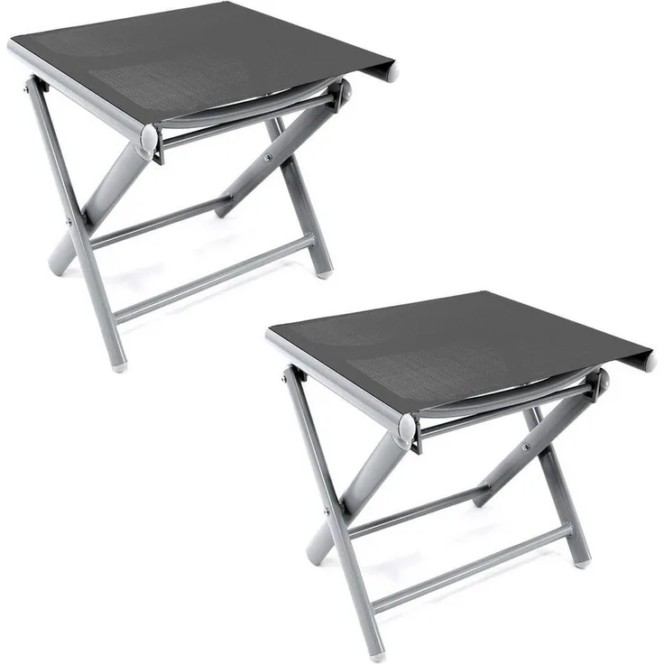 2er Garten Klapphocker Fußhocker Aluminium Textilen Anthrazit