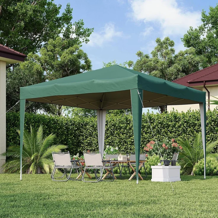 Aoxun Pop Up Pavillon 3x3 Wasserdicht, Metallrahmen-Schutzzelt, Höhe Verstellbar, 3mx3m Faltpavillon mit Tragetasche für Camping Party, Grün – Bild 8