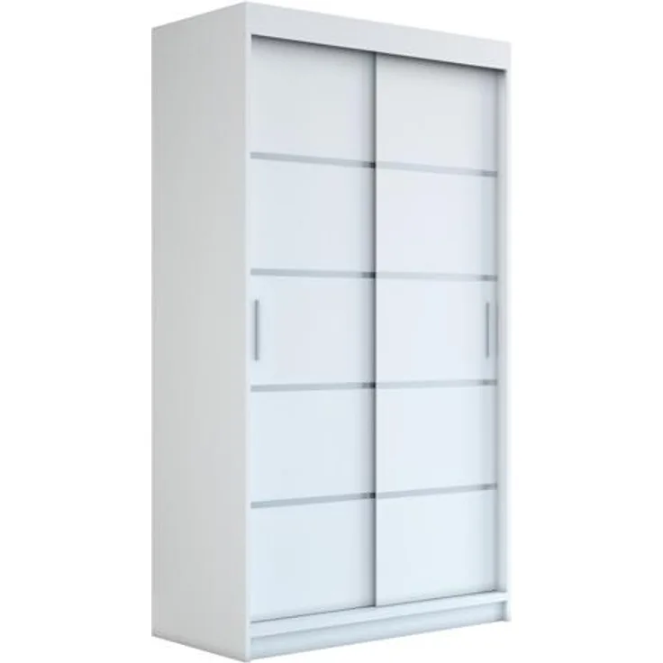 Schwebetürenschrank PARIS 2-türig Schrank 120 cm (mit Spiegel) Farbe: Weiß