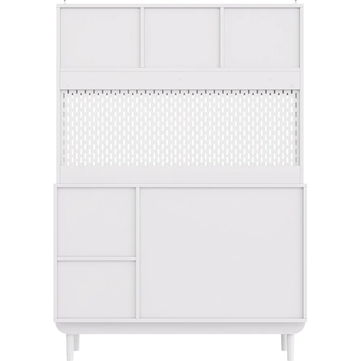 ZUBALIYA Buffetschrank 117x30x170 cm, aus MDF / Spanplatte, Weiß – Bild 12