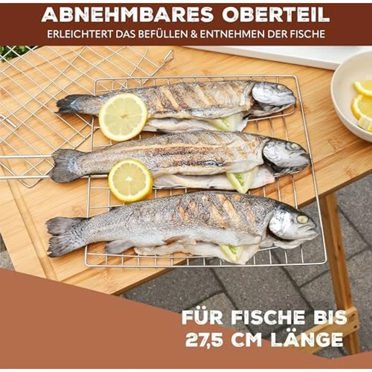 bremermann Grillguthalter Fischgriller 3fach // Edelstahl // ca. 59 x 27,5 cm // Fischbräter – Bild 4