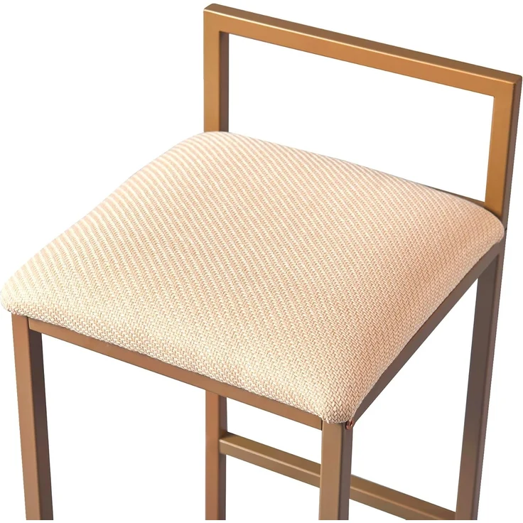 Teamson Home Marmo 3-Stücke Frühstücks-Ess-Set, Bartisch und 2 Gepolsterte Hocker mit Stauraum, Tischplatte aus Weißem Marmor und Beine in Gold-Messing-Finish – Bild 5