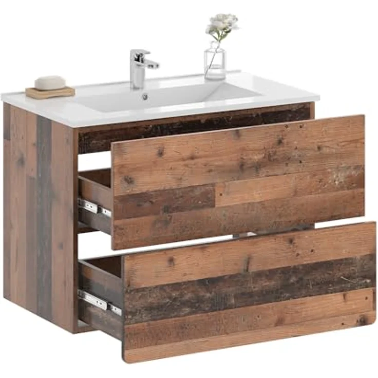Vichy Badmöbel-Set Izan, 2-teiliges Badmöbelset im Oldstyle mit Waschbeckenunterschrank und Spiegelschrank – Bild 6
