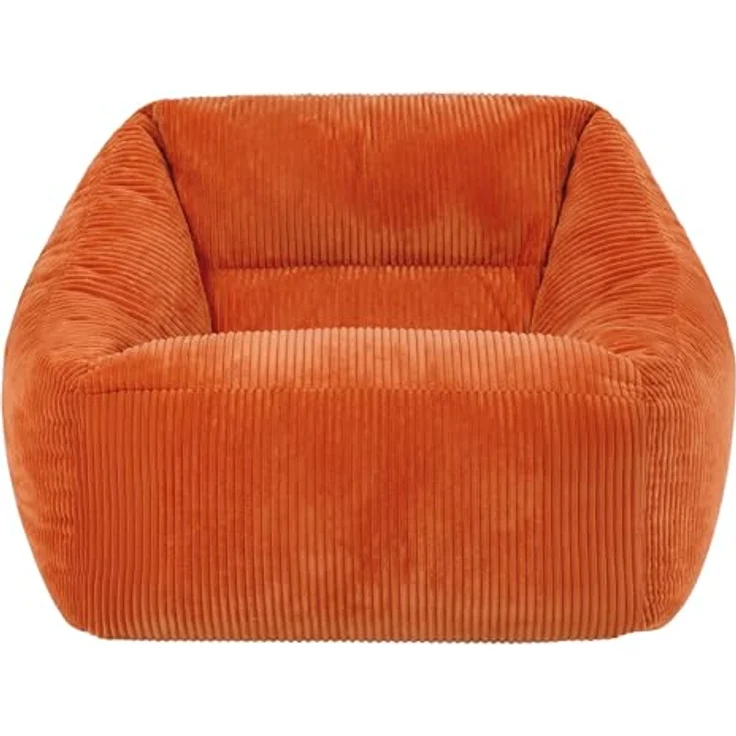 Icon Natalia Sitzsack Sessel für Erwachsene, Orange, Flauschiger Cord Stoff, Riesen Sitzsack Cord mit Füllung, Bean Bag Chair, Bequemer Sessel Wohnzimmer, Lounge, Schlafzimmer, Büro – Bild 2