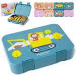 BEARFOOT Lunchbox Brotdose Kinder mit Fächern, Lunchbox, Bento box - Affe blau, handgezeichnete Designs, modular