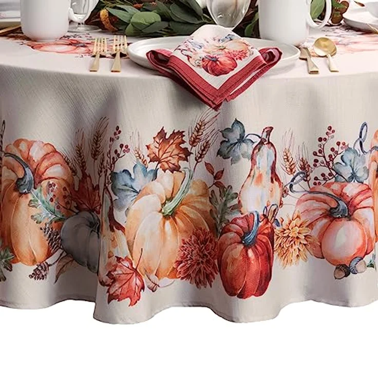 Elrene Home Fashions Botanical Harvest Kürbis-Tischdecke, 152,4x213,4 cm, oval – Bild 2
