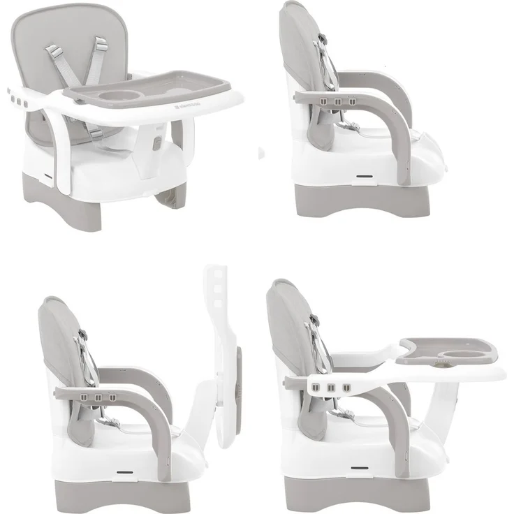 Kikkaboo Kinderstuhl, Boostersitz Chewy, Doppeltablett, Sicherheitsgurt, faltbar grau – Bild 5