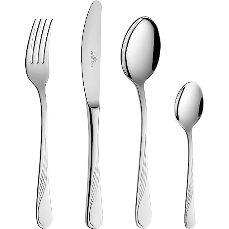 Mondex Celesita Besteckset, Silber, 24-teiliges Set mit Tafelmessern, Gabeln, Löffeln und Teelöffeln, elegantes Design mit feinen Ornamenten – Bild 1