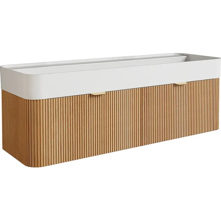 Vente-unique - BULMAS Waschbeckenmöbel Holz, Platte Beige - B 41 cm x H 42 cm x L 120 cm – Bild 3