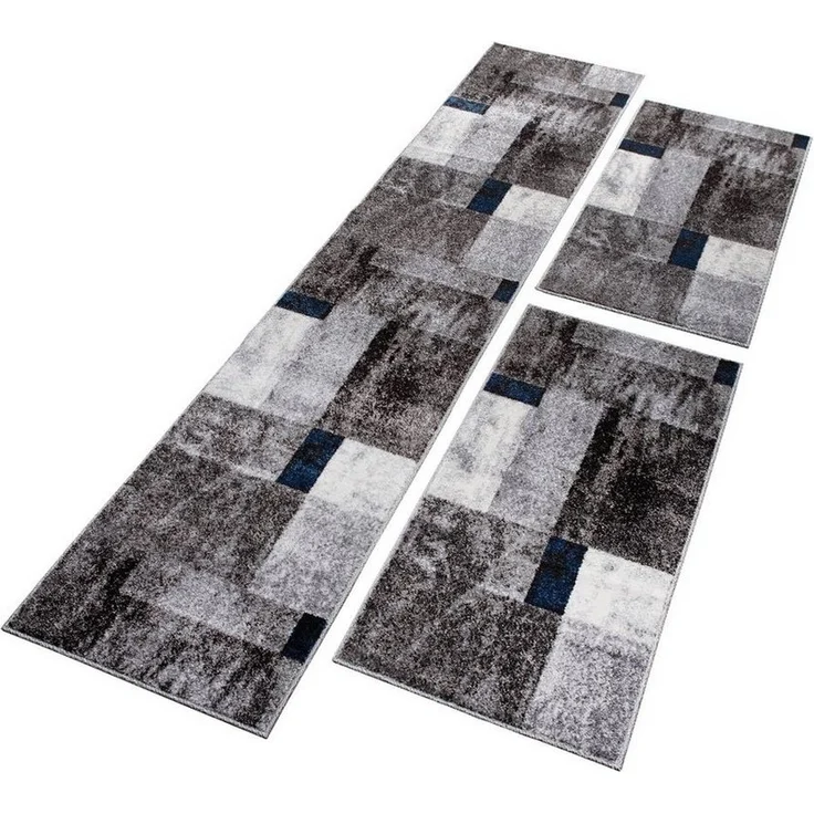 oKu-Tex Bettumrandung PHOENIX, Bettvorleger-Set, 3-tlg. Schlafzimmer, Höhe 11 mm, (Set, 3-tlg. 1 x 67 x 340 cm + 2 x 67 x 140 cm), Bettumrandung 3 teilig, weicher Kurzflor, modernes Design, meliert – Bild 2