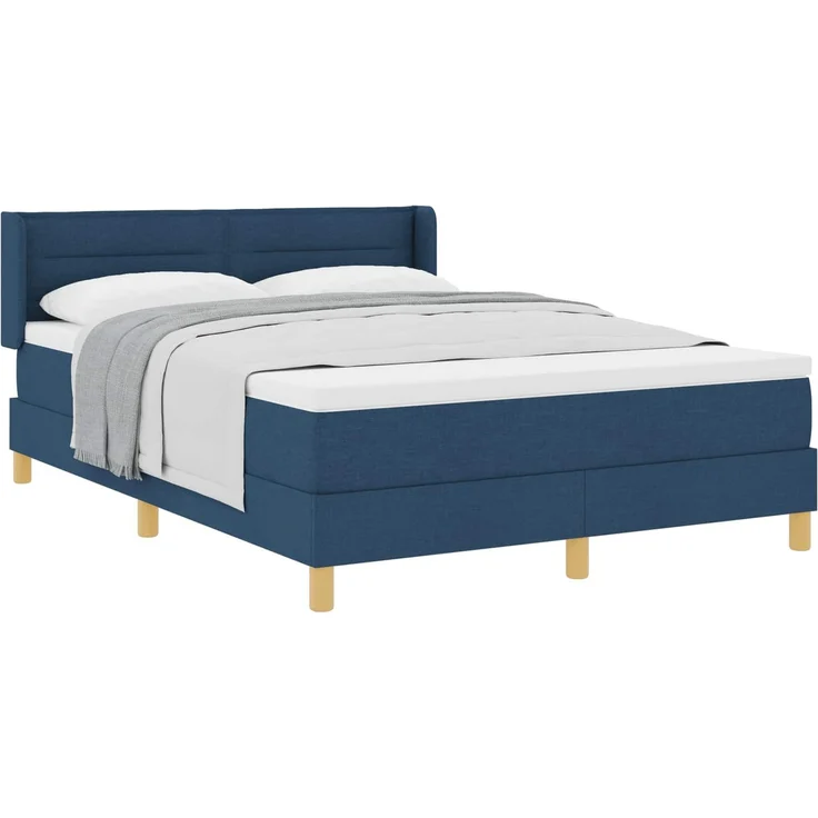vidaXL Boxspringbett mit Matratze mit Kopfteil Blau 200 x 140 cm Stoff 3341236 – Bild 2
