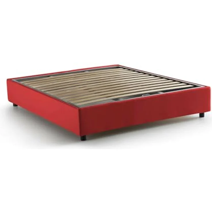 Talamo Italia - Maria Doppelbett, Bettkasten mit Stoffbezug, 100 % Made in Italy, Öffnung vorne, geeignet für 160 x 200 cm Matratze, Rot – Bild 3