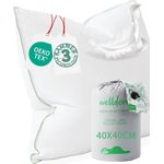 Welldora 3-Kammer-Kopfkissen Premium Kopfkissen, Ergonomisch optimiertes Nackenstützkissen, Füllung: Daunenfasern & Federn, Mittelfestes Kissen fachärztlich geprüft, 40 x 40 cm