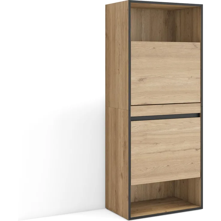 Skraut Home | Schuhregal, Schuhschrank | Schuhaufbewahrung | 60 x 145 x 35 cm | Für Schlafzimmer, Zimmer | Schuh-Organizer | Moderner Stil | Eiche