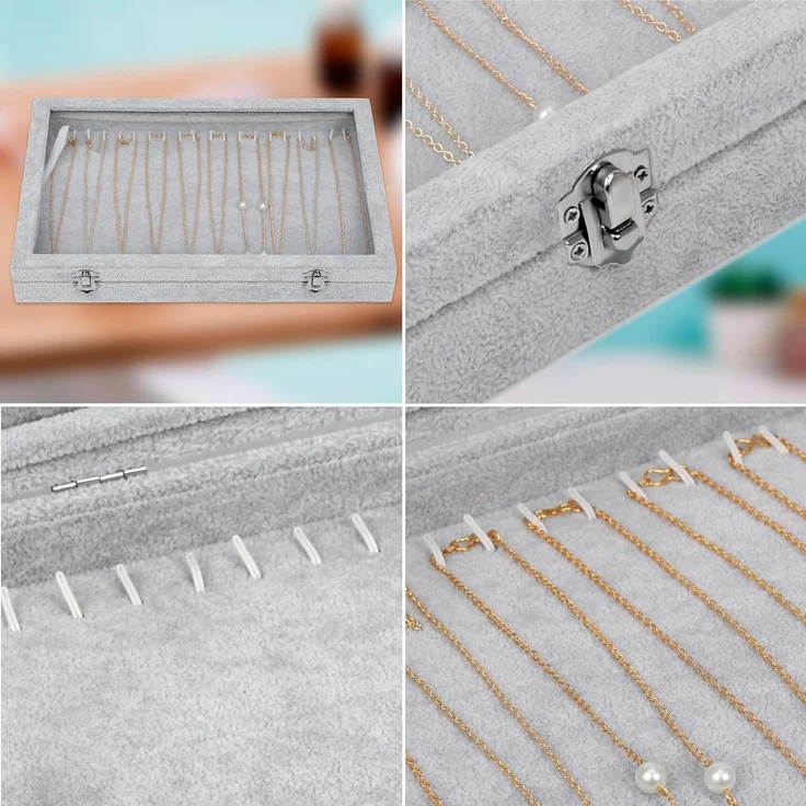Belle Vous Schmuckständer Schmuckorganizer mit 20 Haken und sicherem Glasdeckel, Schmuckaufbewahrung mit 20 Haken und abschließbarem Glasdeckel – Bild 3