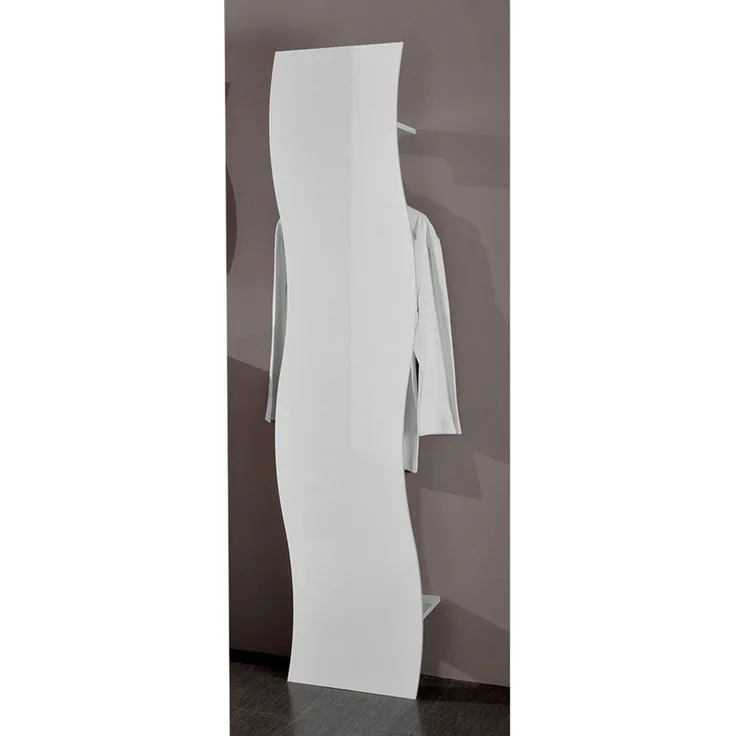 Garderobenpaneel >Onda< in Weiß/Hochglanz - 40x185x27cm (BxHxT)