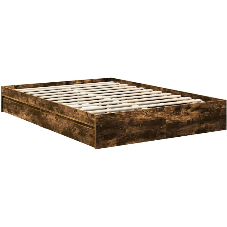 vidaXL Aufbewahrungsbett Geräucherte Eiche 135 x 190 cm Holzwerkstoff 3411219 – Bild 5