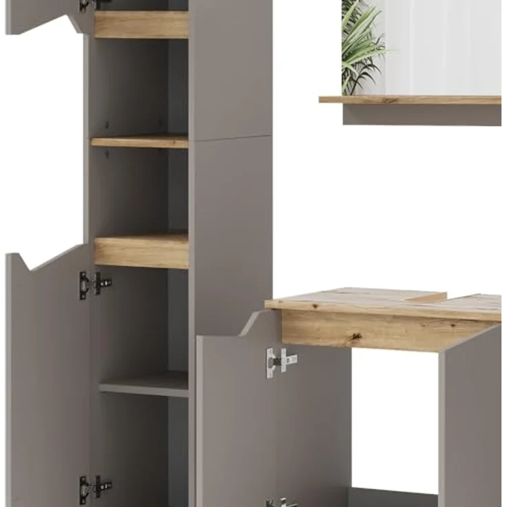 Badmöbel-Set Marelle Greige 5 Teile Vicco – Bild 7