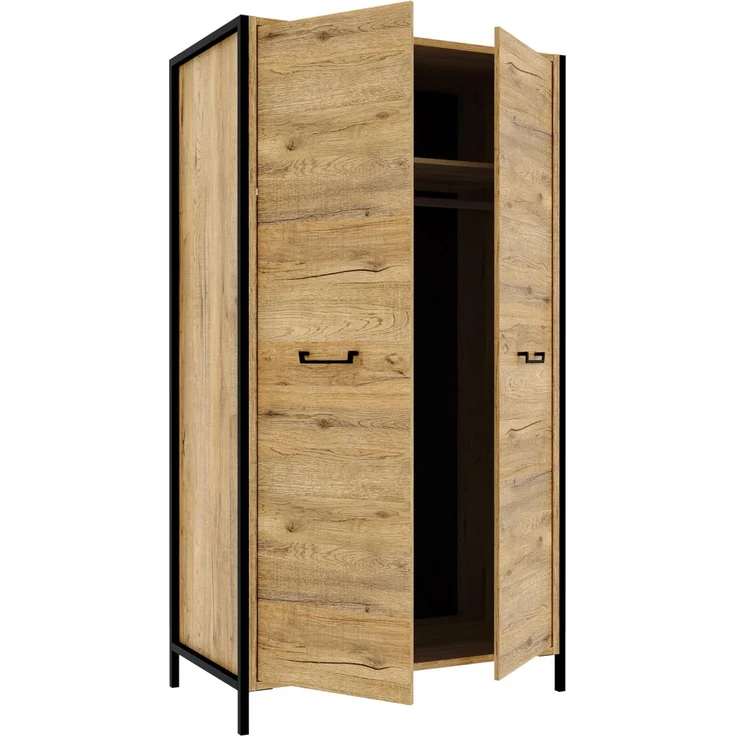 FORTE Oriental Tree Moderner Kleiderschrank 110, 2-türig, Beige/Braun, 109,1 cm B x 199,9 cm H x 62,2 cm T – Bild 6