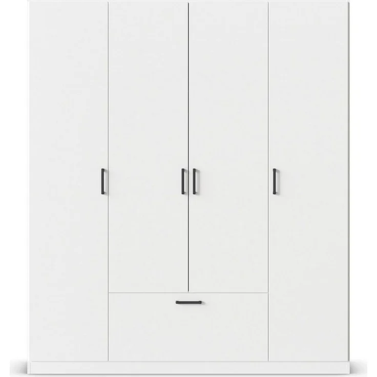 rauch Drehtürenschrank Kleiderschrank Schrank Garderobe Wäscheschrank BARI mit Schubasten mittig, moderner Griff in Graumetallic MADE IN GERMANY – Bild 3