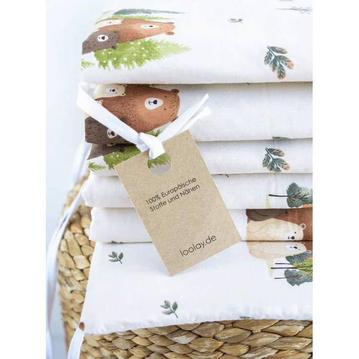 Loolay Bettnestchen Bärchen Familie Beige Baumwolle Atmungsaktives Babybett BETTUMRANDUNG, (Bett 140 x 70cm - 420, 210 cm, 120 x 60cm - 360, 180 cm, Babyausstattung Umrandung Kopfschutz Kantenschutz Bettschlange), PREMIUM Baby GESCHENK! 100% Bio Baumwo... – Bild 2
