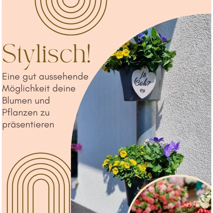 GarPet Blumentopf 2er Set Fallrohr Blumentopf für Regenrohr Regenrinne Pfosten Hängetopf – Bild 3