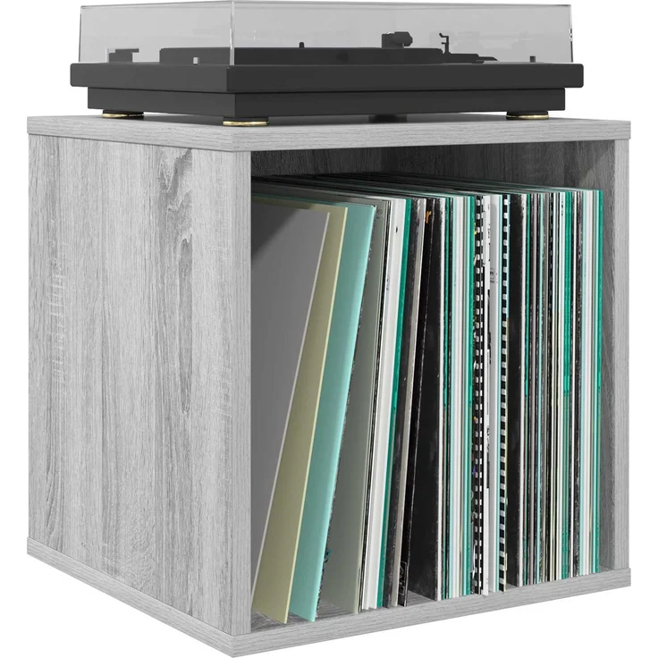 vidaXL Vinyl Album Box Sonoma-Grau 37 x 36,5 x 38 cm Holzwerkstoff 8012852 – Bild 3