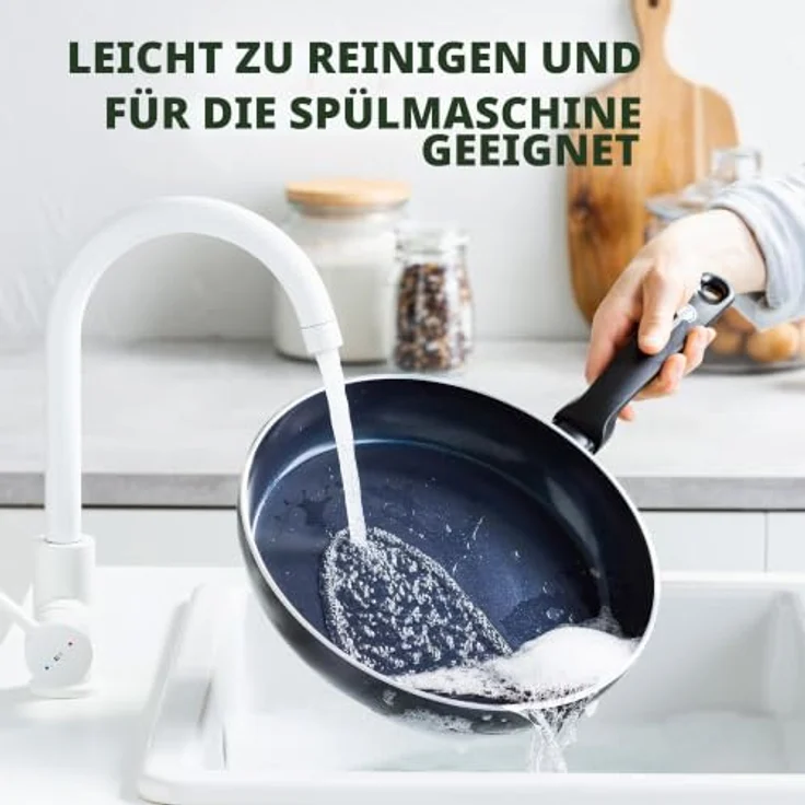 GREENPAN Torino Bratpfanne schwarz, kratzfest, spülmaschinengeeignet, Aluminium, PFAS-freie Keramikbeschichtung, alle Herdarten – Bild 8