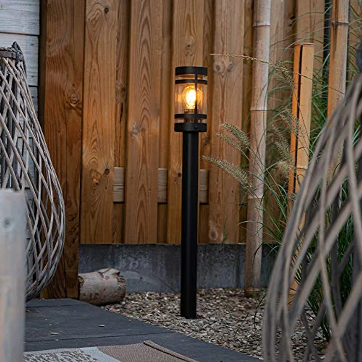 Qazqa Gleam Pollerleuchte, moderne Wegeleuchte in Schwarz, max. 60W, E27, dimmbar, 80cm, IP44, geeignet für LED – Bild 2