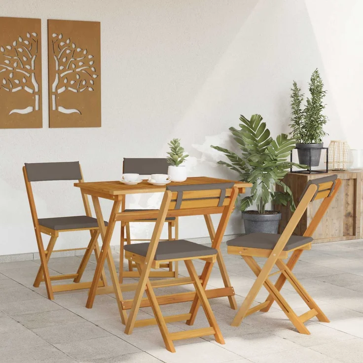 vidaXL Außen Bistro-Stühle 4 stk. Natur und Dunkelgrau 42028098 – Bild 3
