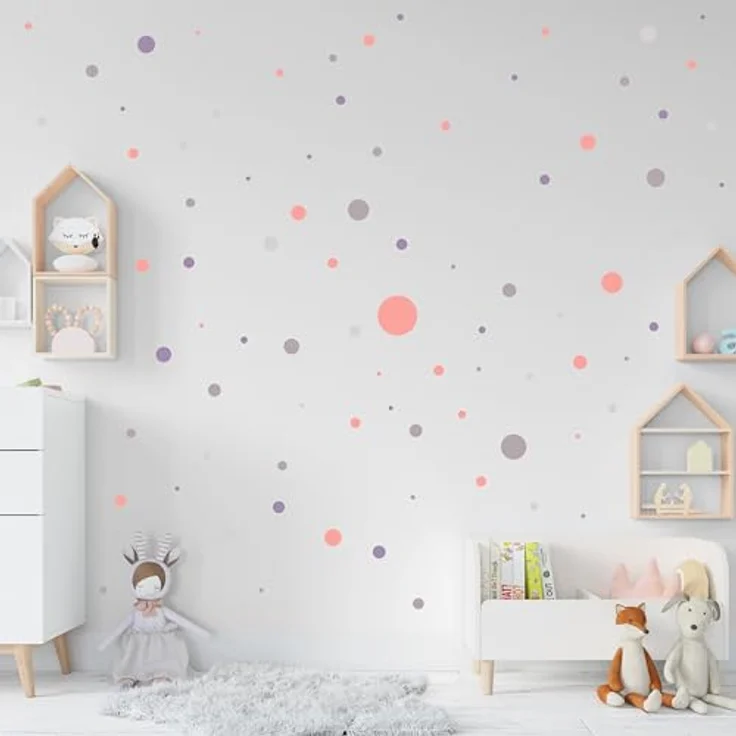 PUNALU Wandtattoo Kreis Set 176 Stück Wandtattoo Babyzimmer Kinderzimmer Kreisaufkleber, selbstklebend, rückstandslos abziehbar – Bild 3